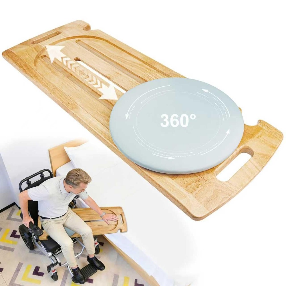 Kapvis Transfer Board 31.5x11x1 in 500 lb Capacity Wood 360 Turntable Wheelchair